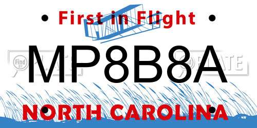 MP8B8A North Carolina License Plate