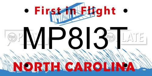 MP8I3T North Carolina License Plate