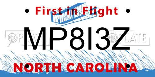 MP8I3Z North Carolina License Plate