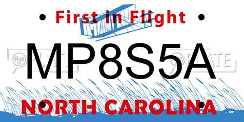 MP8S5A North Carolina License Plate