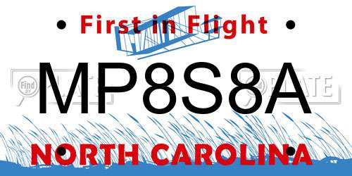MP8S8A North Carolina License Plate