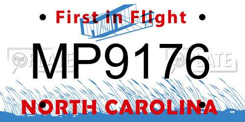 MP9176 North Carolina License Plate
