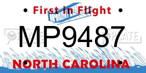 MP9487 North Carolina License Plate