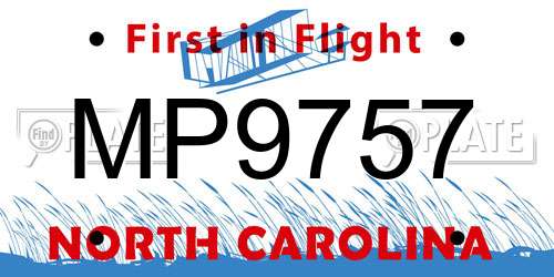 MP9757 North Carolina License Plate