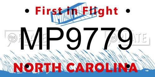 MP9779 North Carolina License Plate