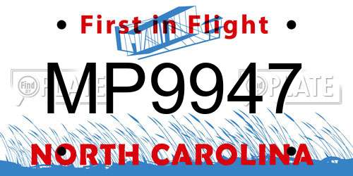 MP9947 North Carolina License Plate