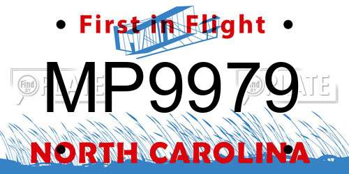 MP9979 North Carolina License Plate
