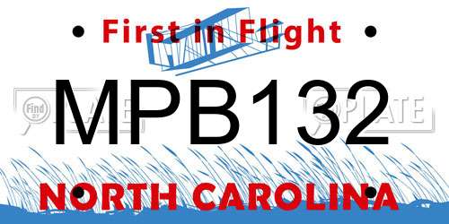 MPB132 North Carolina License Plate