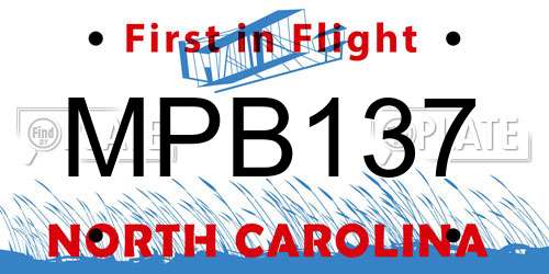 MPB137 North Carolina License Plate