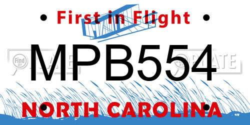 MPB554 North Carolina License Plate