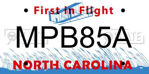 MPB85A North Carolina License Plate