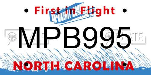 MPB995 North Carolina License Plate
