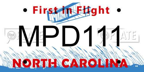 MPD111 North Carolina License Plate