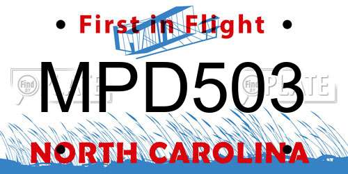 MPD503 North Carolina License Plate