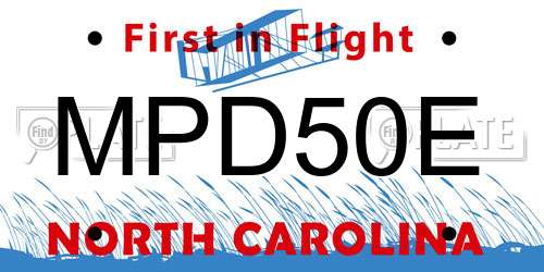 MPD50E North Carolina License Plate