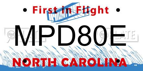 MPD80E North Carolina License Plate