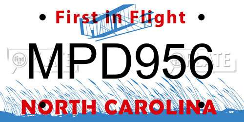 MPD956 North Carolina License Plate
