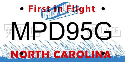 MPD95G North Carolina License Plate