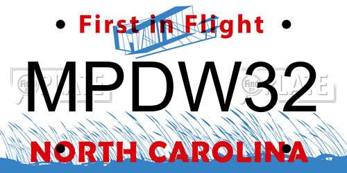 MPDW32 North Carolina License Plate