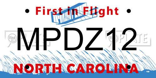 MPDZ12 North Carolina License Plate