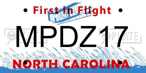 MPDZ17 North Carolina License Plate