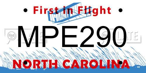 MPE290 North Carolina License Plate