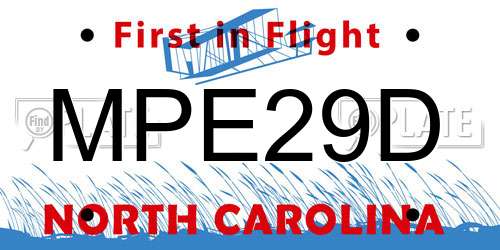 MPE29D North Carolina License Plate