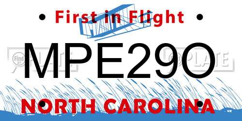 MPE29O North Carolina License Plate