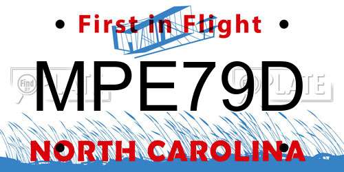 MPE79D North Carolina License Plate