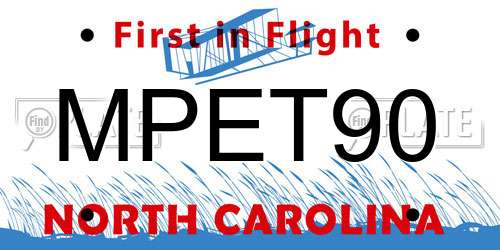 MPET90 North Carolina License Plate