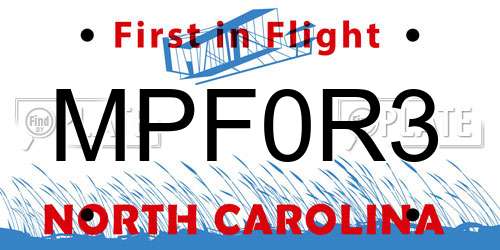 MPF0R3 North Carolina License Plate