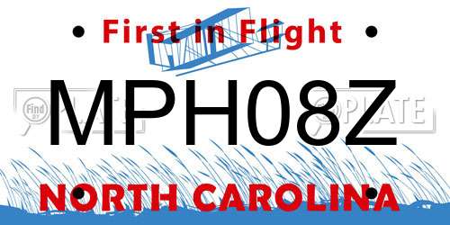 MPH08Z North Carolina License Plate