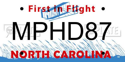 MPHD87 North Carolina License Plate