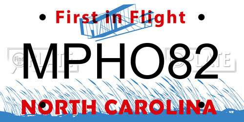 MPHO82 North Carolina License Plate