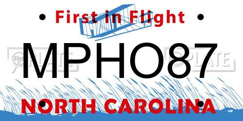 MPHO87 North Carolina License Plate