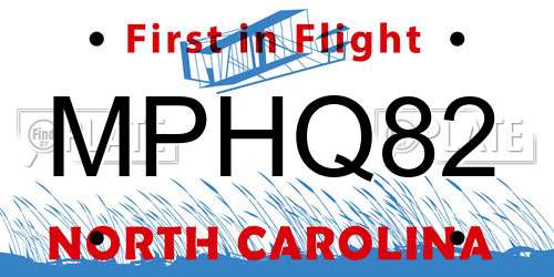 MPHQ82 North Carolina License Plate
