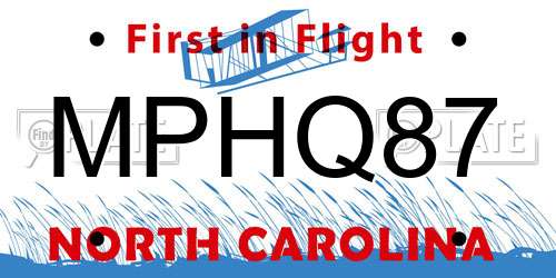 MPHQ87 North Carolina License Plate
