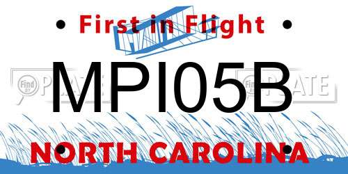 MPI05B North Carolina License Plate