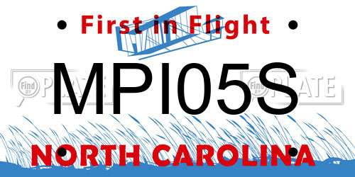 MPI05S North Carolina License Plate