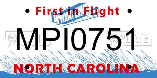 MPI0751 North Carolina License Plate