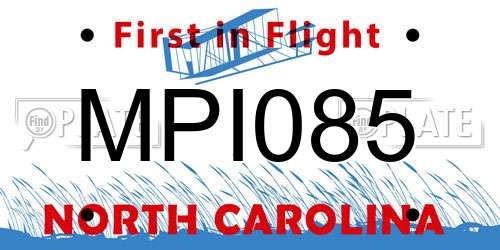 MPI085 North Carolina License Plate