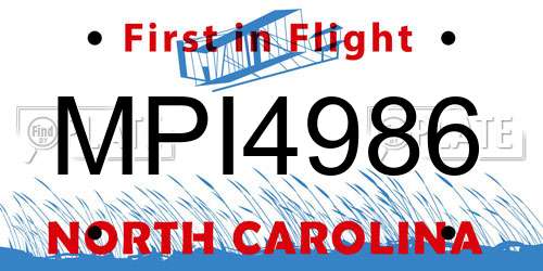 MPI4986 North Carolina License Plate