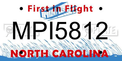 MPI5812 North Carolina License Plate