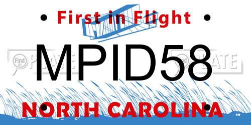 MPID58 North Carolina License Plate