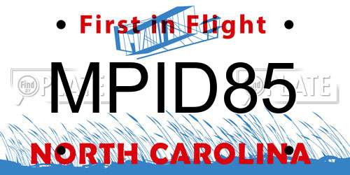 MPID85 North Carolina License Plate