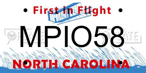 MPIO58 North Carolina License Plate