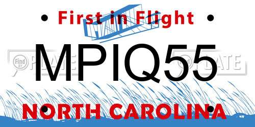 MPIQ55 North Carolina License Plate