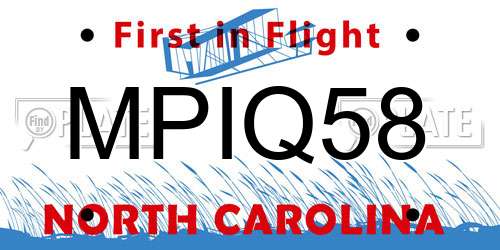MPIQ58 North Carolina License Plate