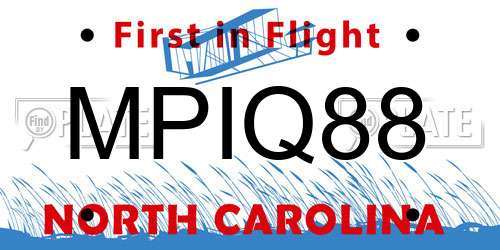 MPIQ88 North Carolina License Plate