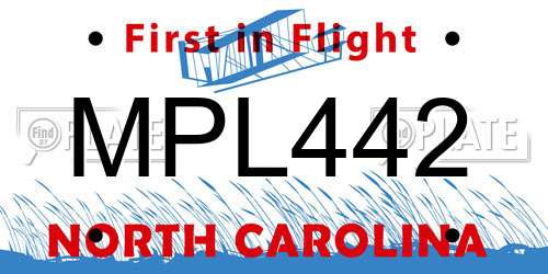 MPL442 North Carolina License Plate